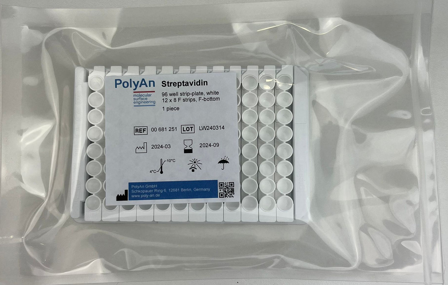 00-681-251 PolyAn Covalently coated Streptavidin 96 well 12x8 strip plate - white - flat bottom