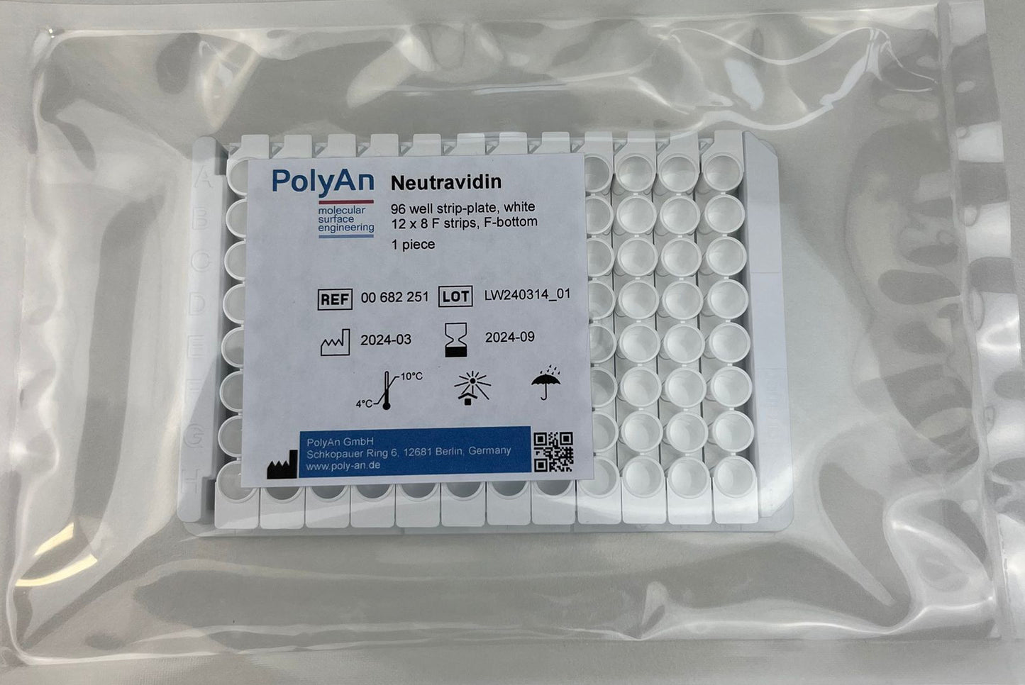 00-682-251 PolyAn Covalently coated Neutravidin 96 well 12x8 strip plate - white- flat bottom