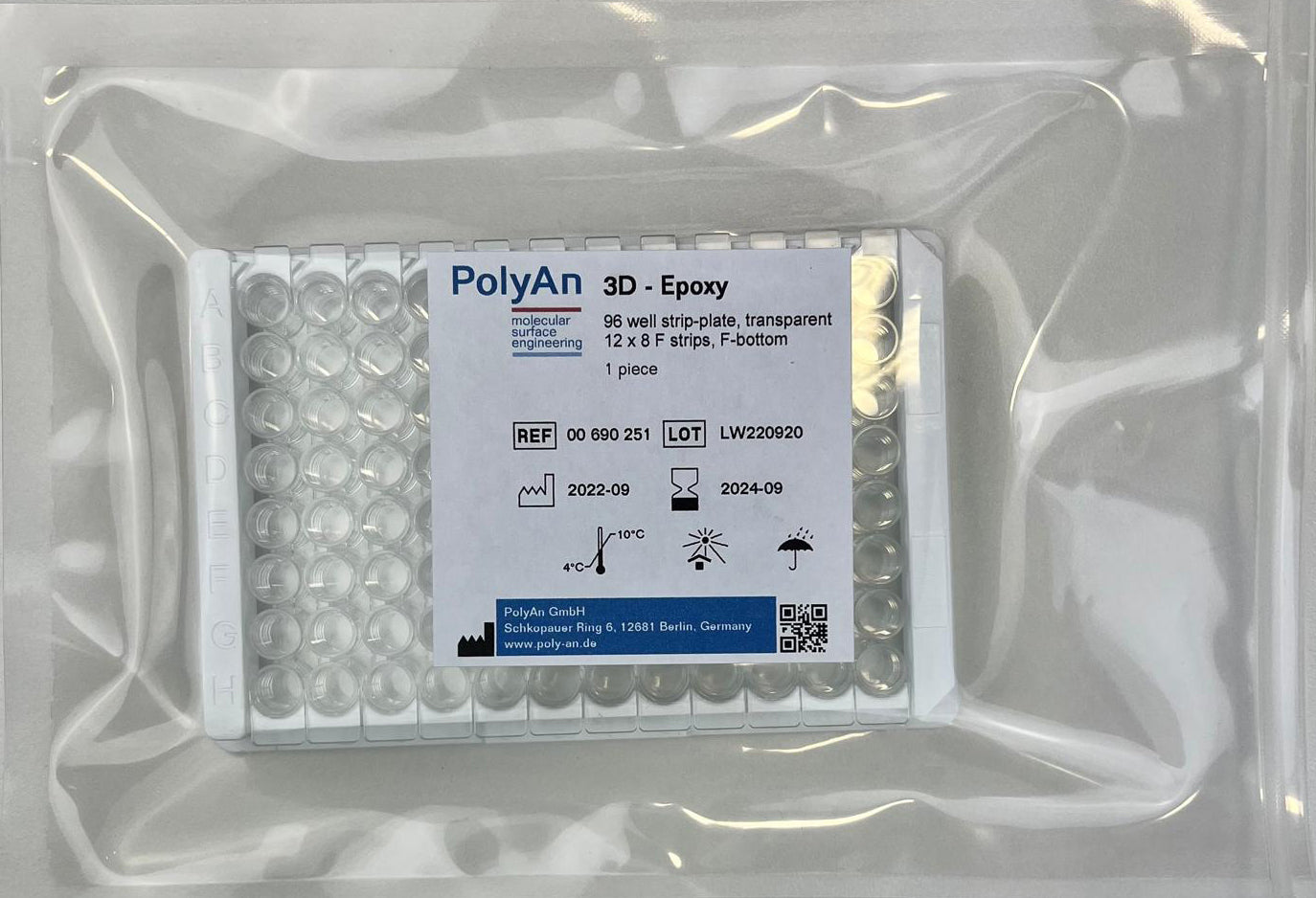 00-690-251 PolyAn 3D-Epoxy 96 well 12x8 strip plate - transparent - flat bottom