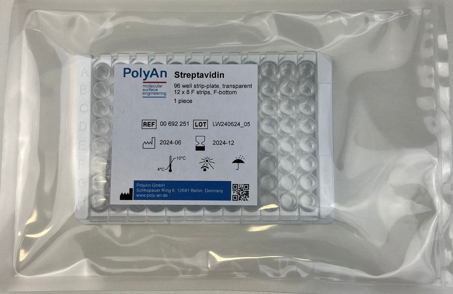 00-692-251 PolyAn Covalently coated Streptavidin 96 well 12x8 strip plate - transparent - flat bottom